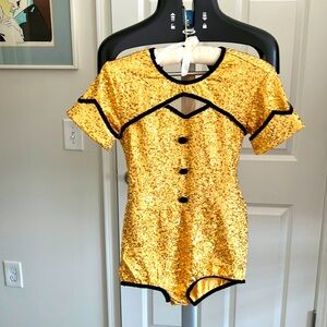 Vintage 70s/80s majorette baton twirl gold sequins dance body suit size S/XS